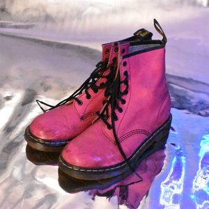 Authentic Doc Martens Hot Pink Pleather Boots Grunge Punk Harajuku Kawaii